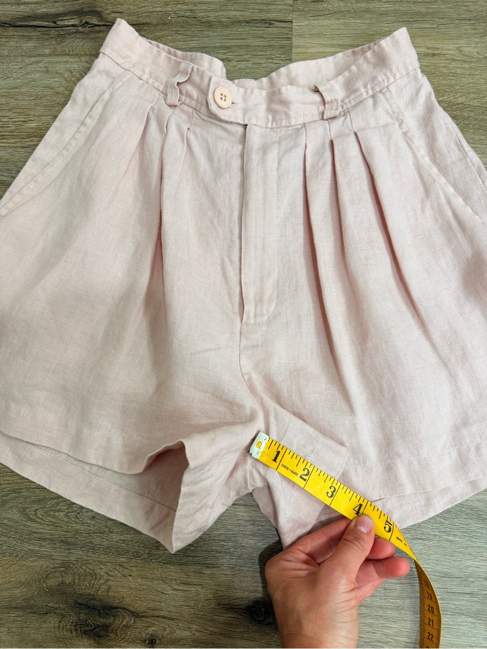 POSSE 100% Linen Pink Pleated High Rise Shorts S Resort Coastal Luxury - Picture 6 of 9